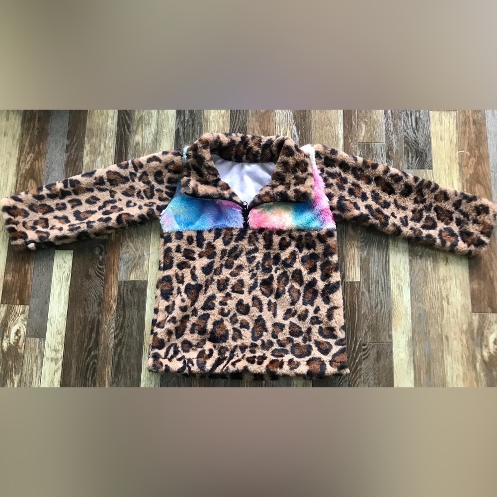 Kids leopard Sherpa pullover